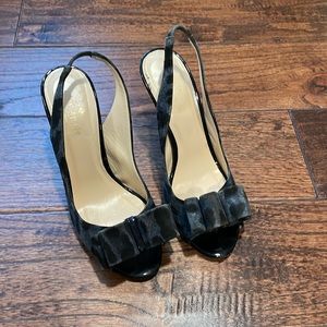 Kate Spade Navy Leopard Bow Slingback Heels 5
